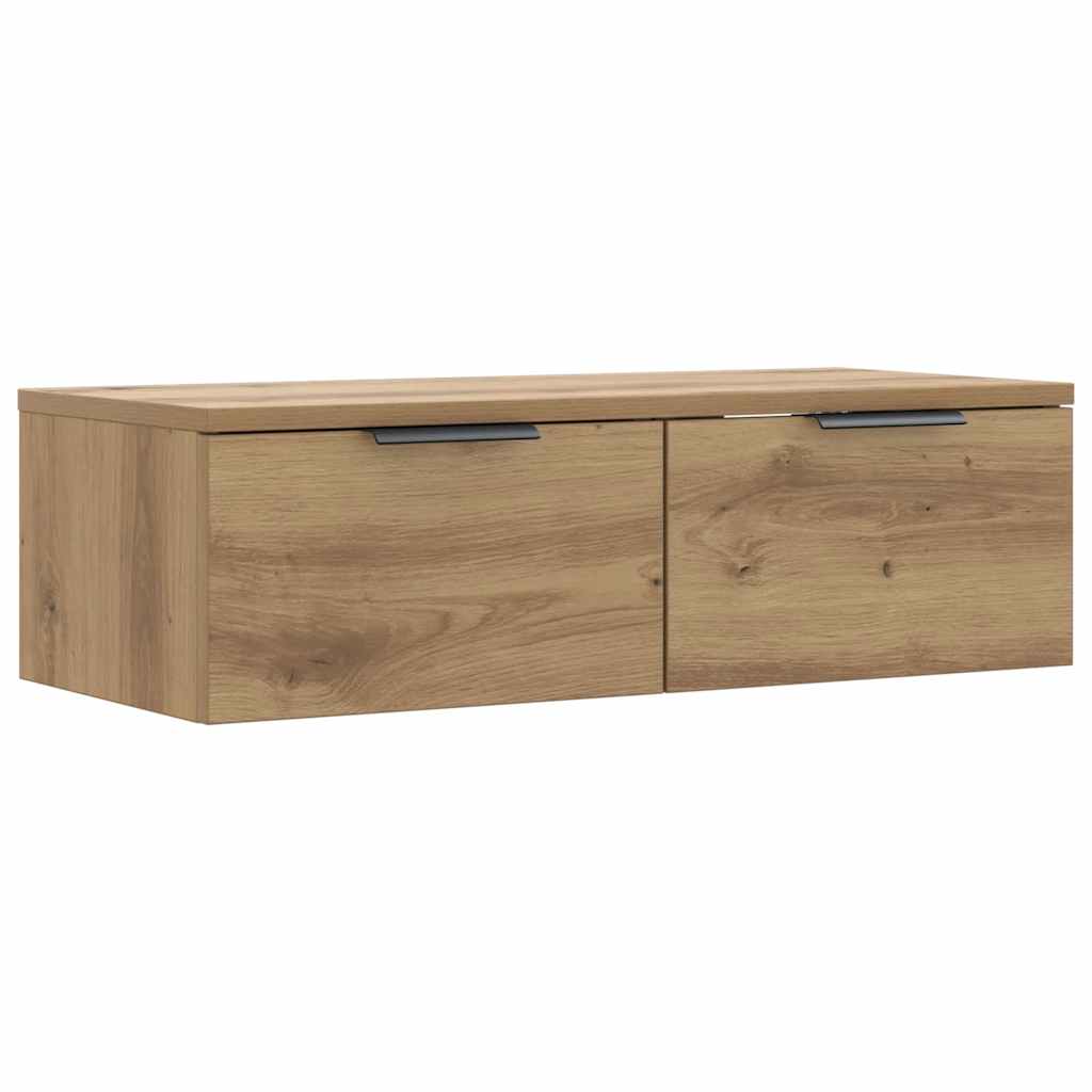 kézműves tölgy színű szerelt fa faliszekrény 60 x 30 x 20 cm