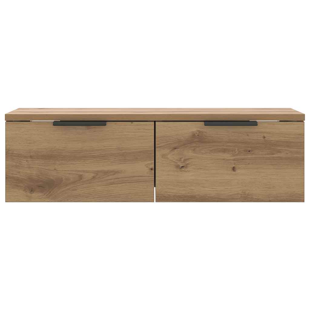 kézműves tölgy színű szerelt fa faliszekrény 60 x 30 x 20 cm