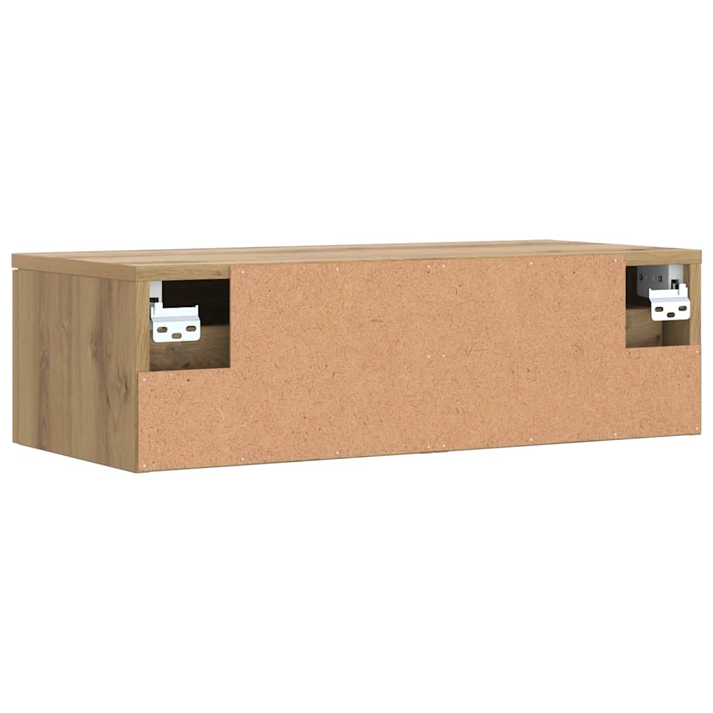 kézműves tölgy színű szerelt fa faliszekrény 60 x 30 x 20 cm