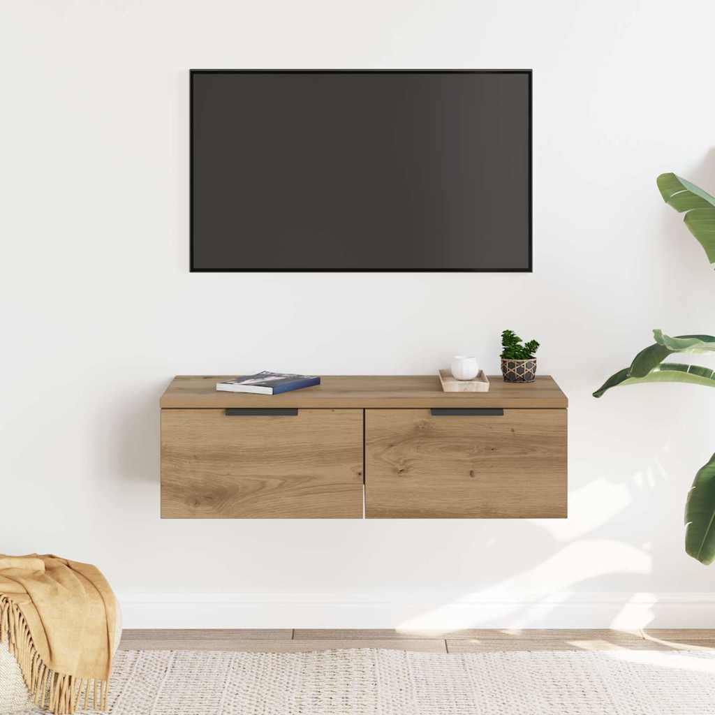 kézműves tölgy színű szerelt fa faliszekrény 60 x 30 x 20 cm