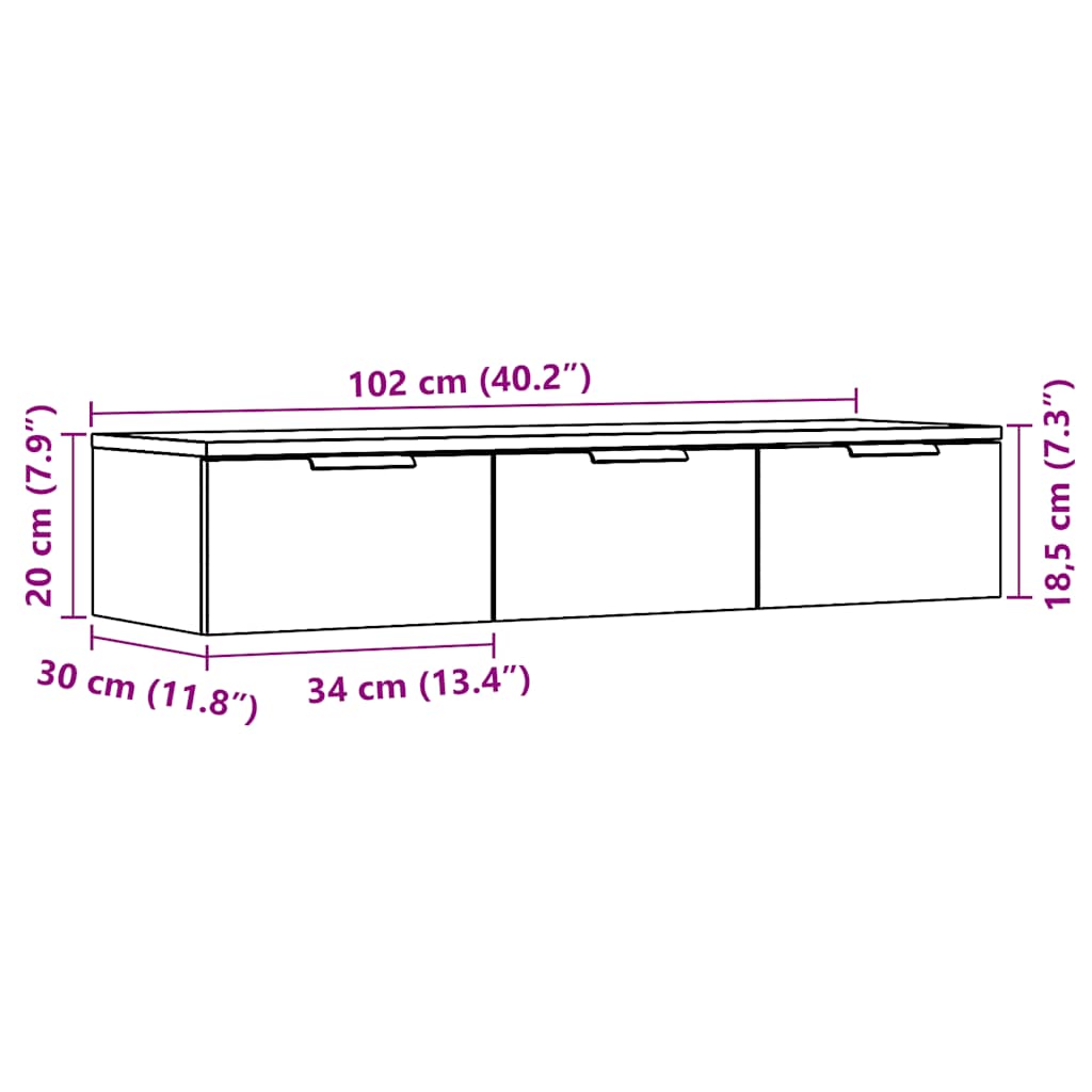 fali szekrény Régi fa 102x30x20 cm Gépelt fa