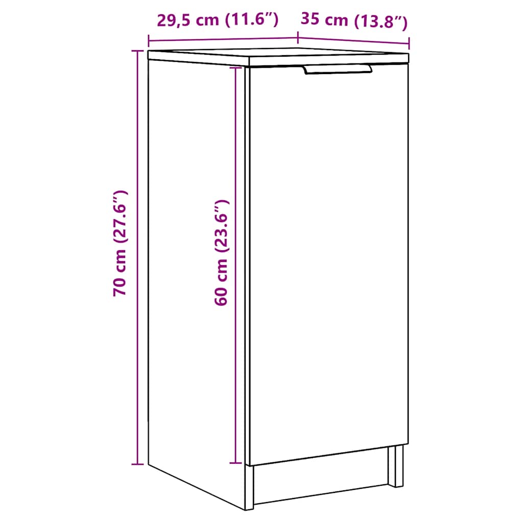 antik fa színű szerelt fa cipősszekrény 29,5x35x70 cm