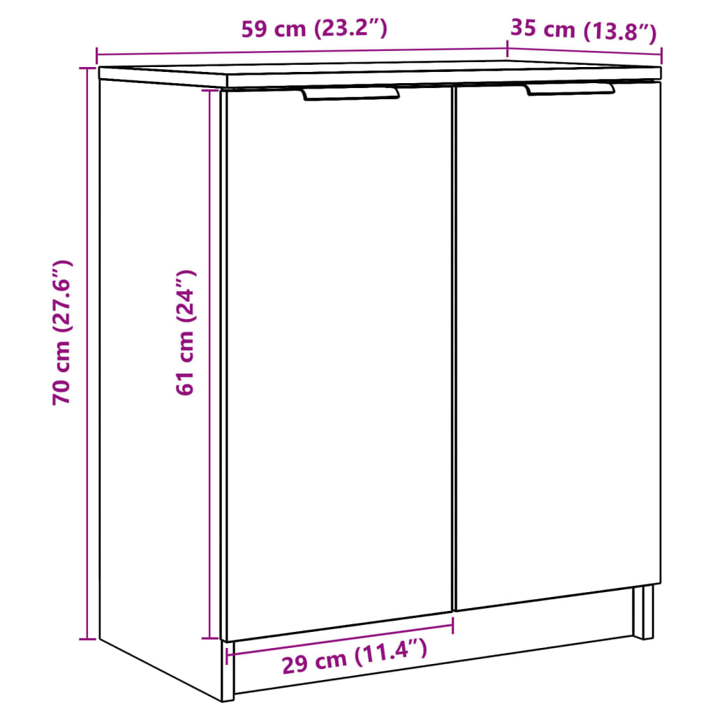 antik fa színű szerelt fa cipőszekrény 59 x 35 x 70 cm