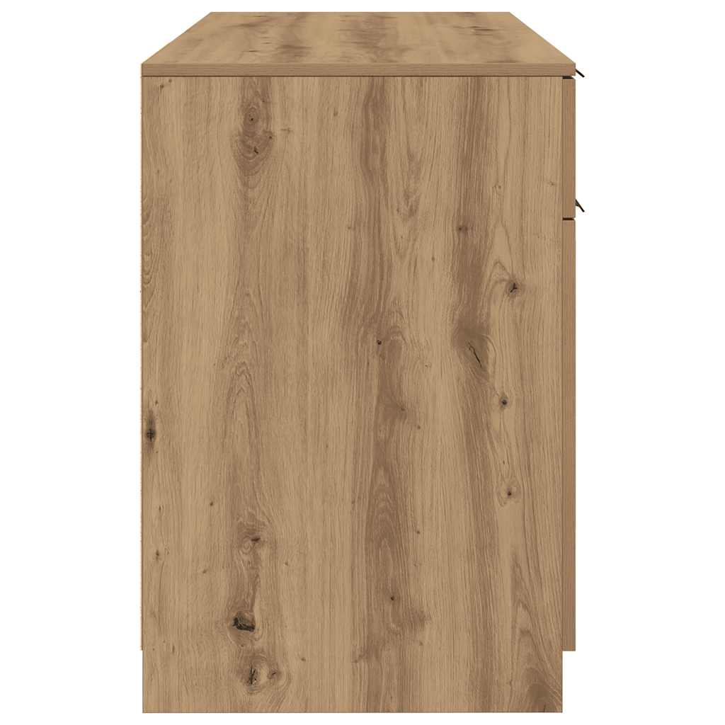 kézműves tölgy színű szerelt fa íróasztal 100 x 50 x 75 cm