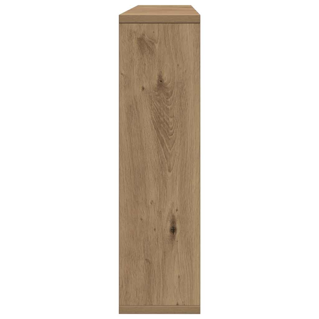 kézműves tölgy szerelt fa tükrös szekrény LED-ekkel 76x15x55 cm