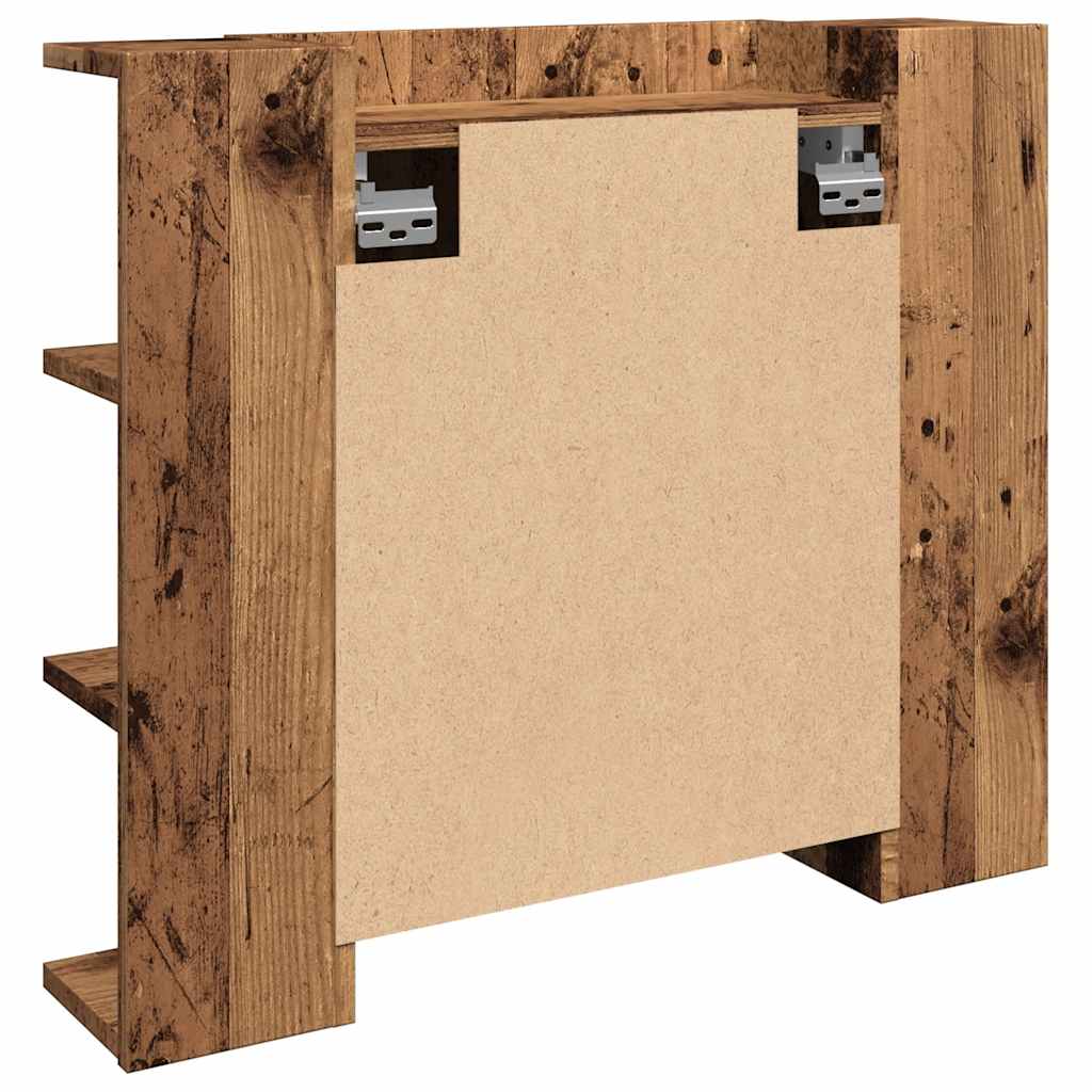 antik fa tükrös szekrény LED-ekkel 70 x 16,5 x 60 cm