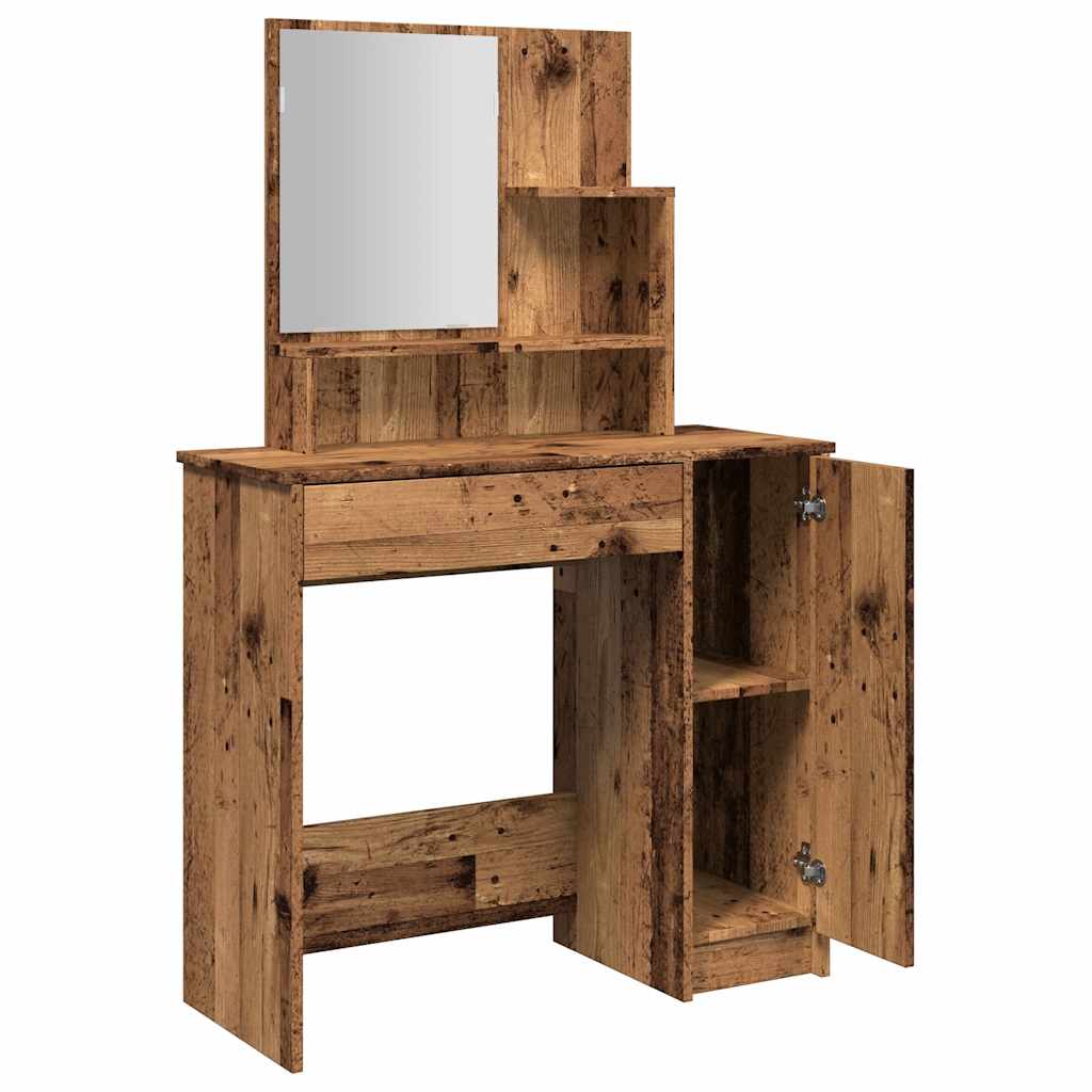 öltözőasztal tükörrel régi fa 86,5x35x136 cm