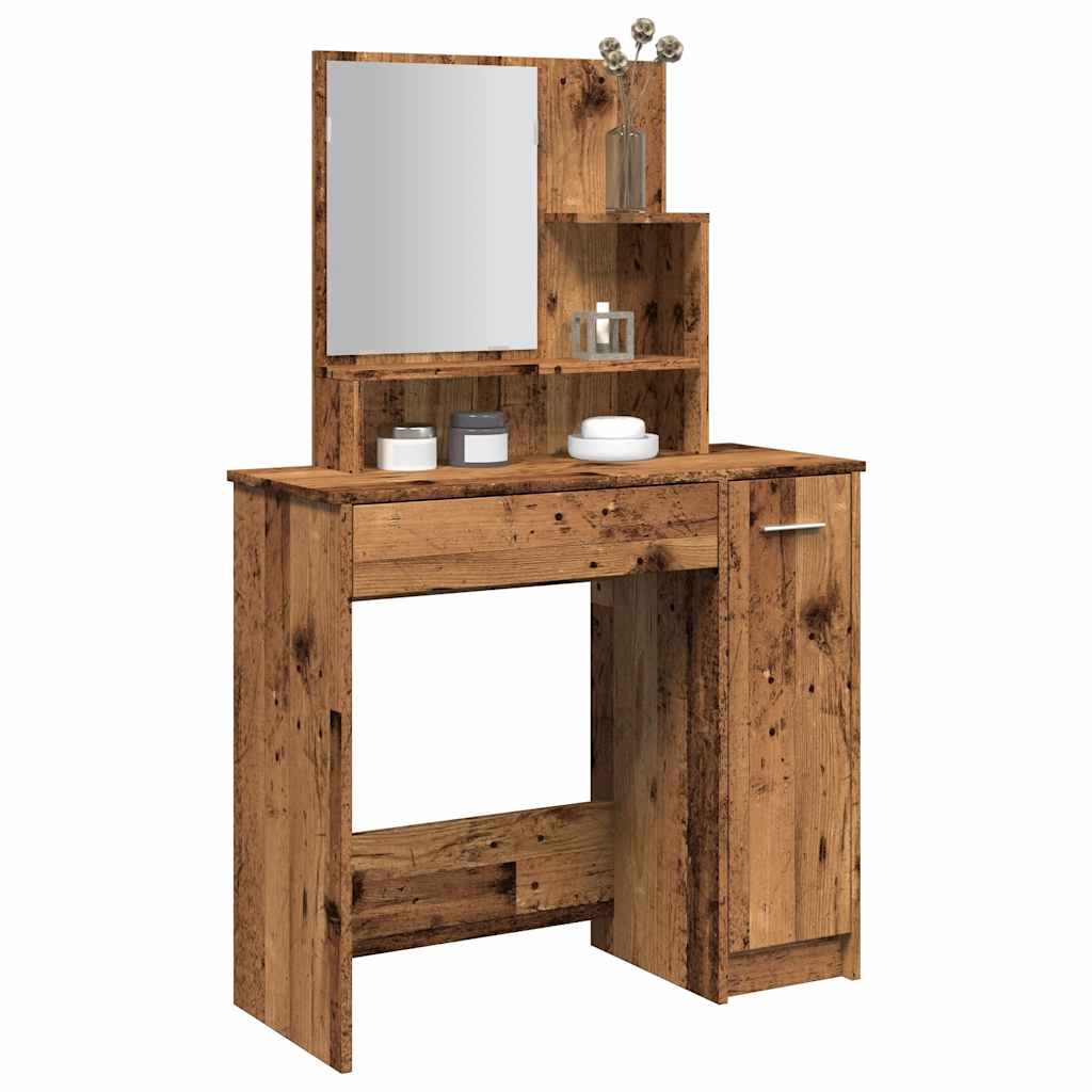 öltözőasztal tükörrel régi fa 86,5x35x136 cm