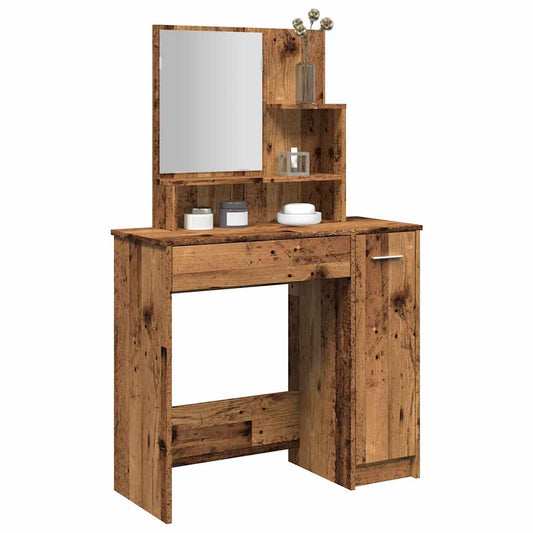 öltözőasztal tükörrel régi fa 86,5x35x136 cm