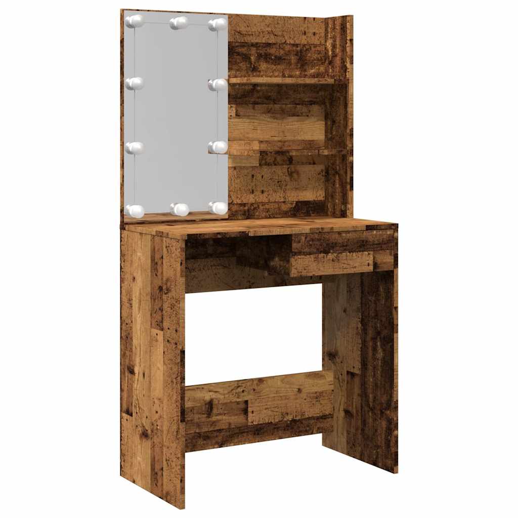 antik fa fésülködőasztal LED-del 74,5 x 40 x 141 cm