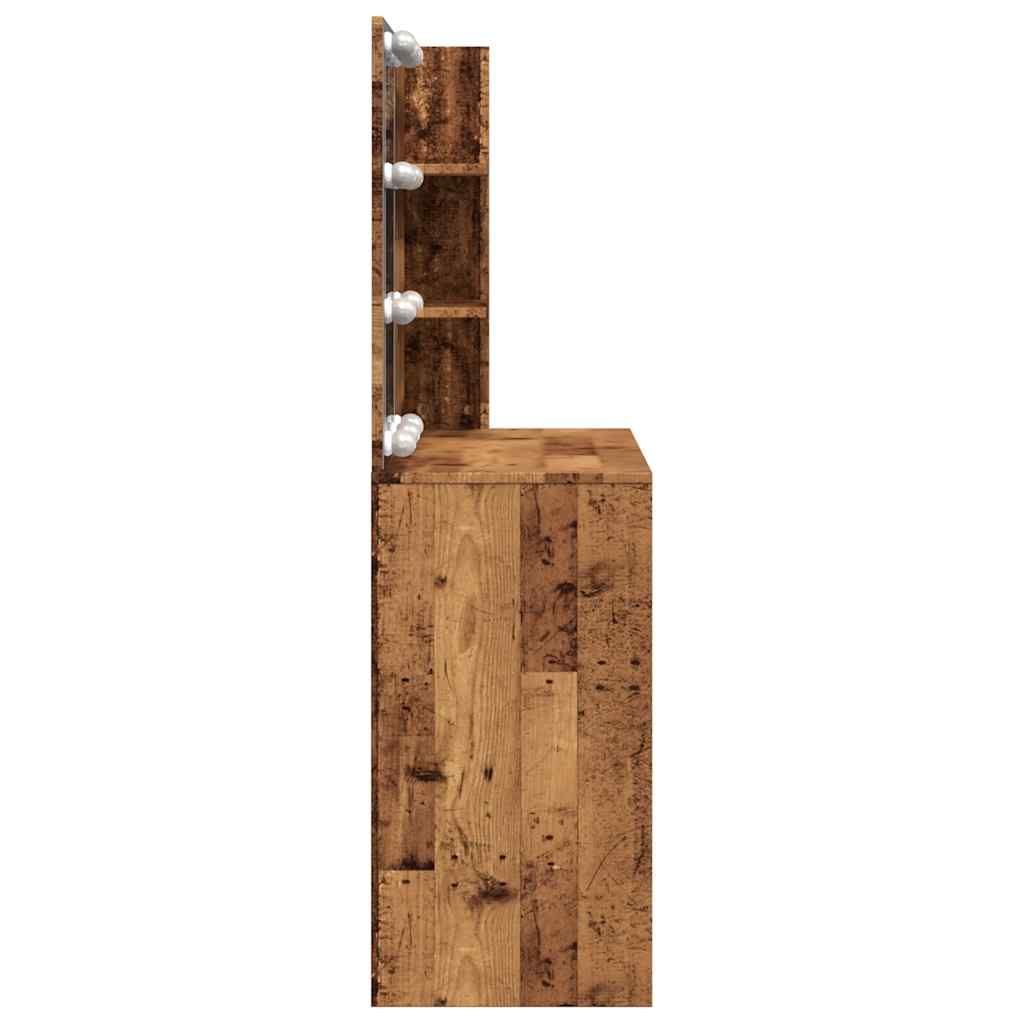 antik fa fésülködőasztal LED-del 74,5 x 40 x 141 cm