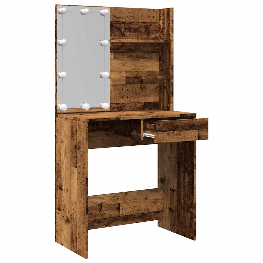 antik fa fésülködőasztal LED-del 74,5 x 40 x 141 cm