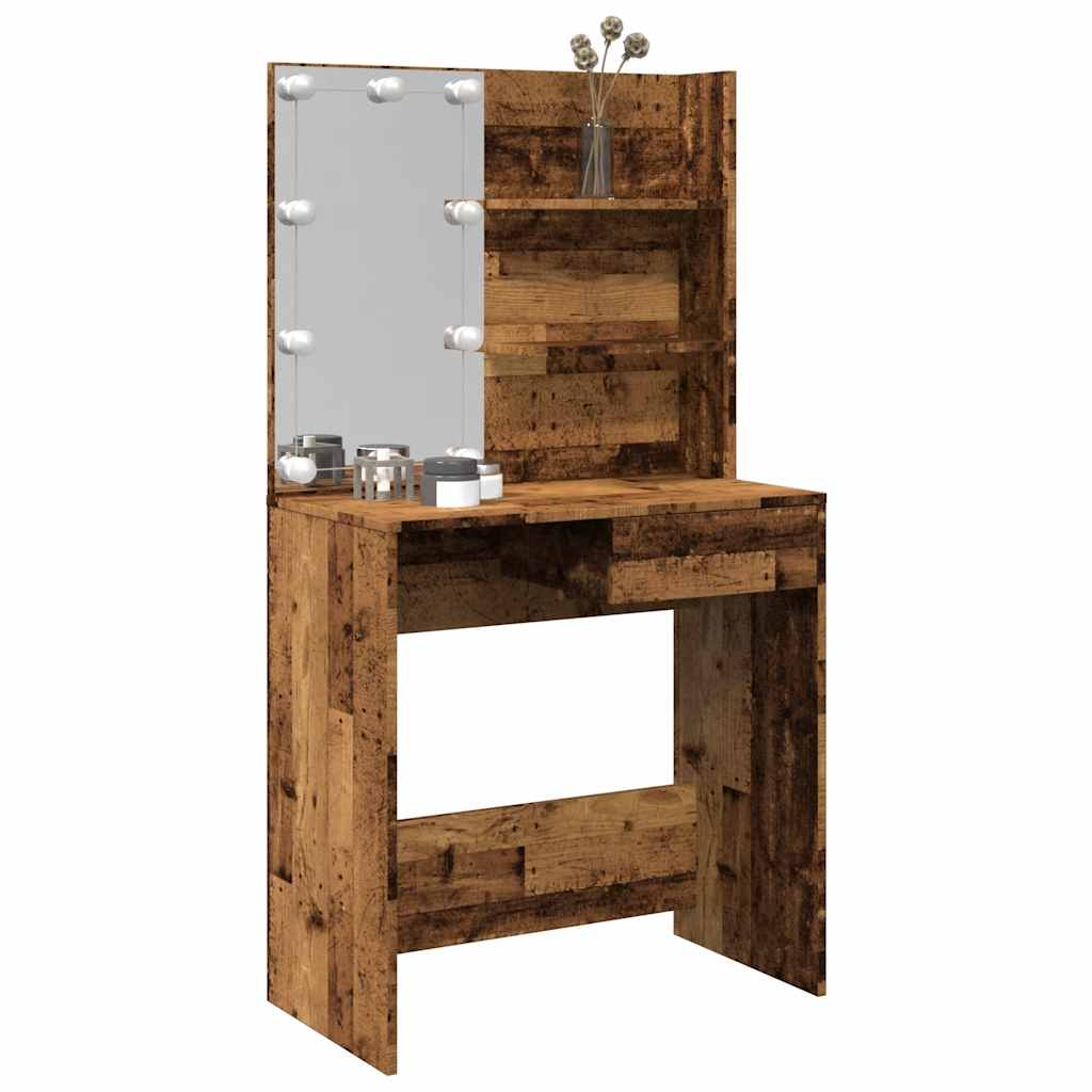 antik fa fésülködőasztal LED-del 74,5 x 40 x 141 cm