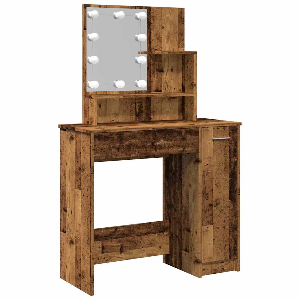 antik fa színű LED.es fésülködőasztal 86,5 x 35 x 136 cm