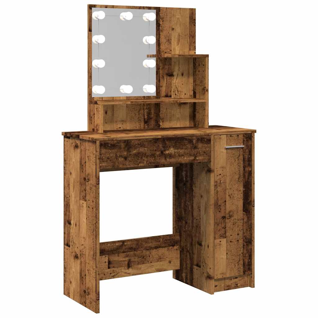 antik fa színű LED.es fésülködőasztal 86,5 x 35 x 136 cm