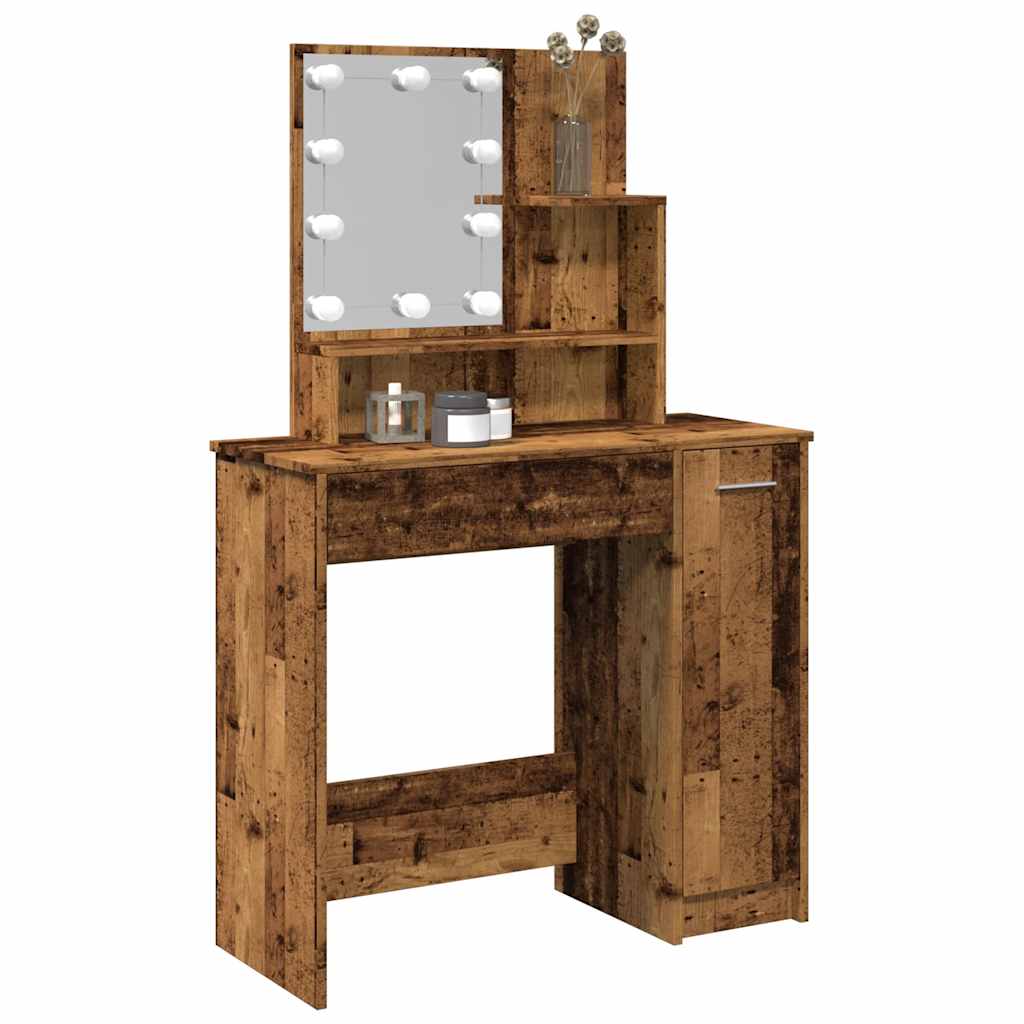 antik fa színű LED.es fésülködőasztal 86,5 x 35 x 136 cm