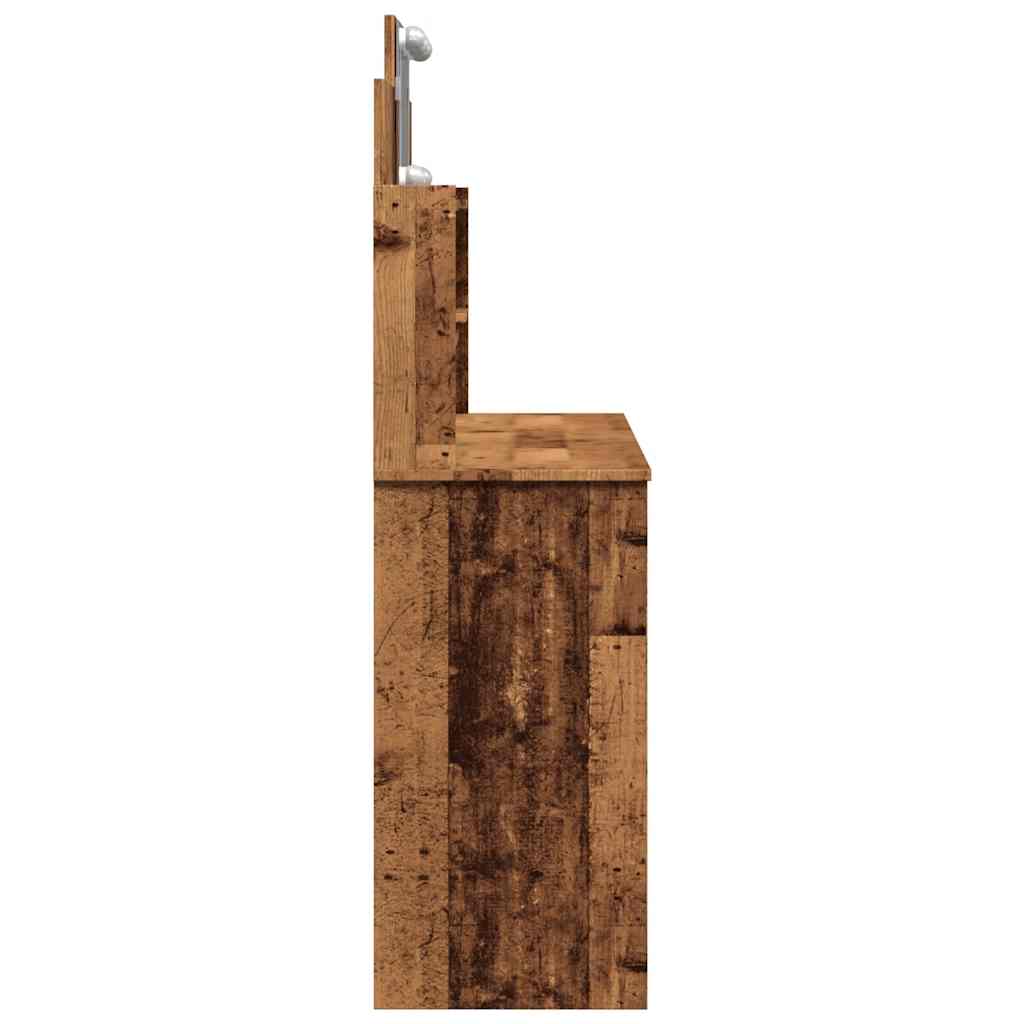 antik fa színű fésülködőasztal LED-del 96x40x142 cm
