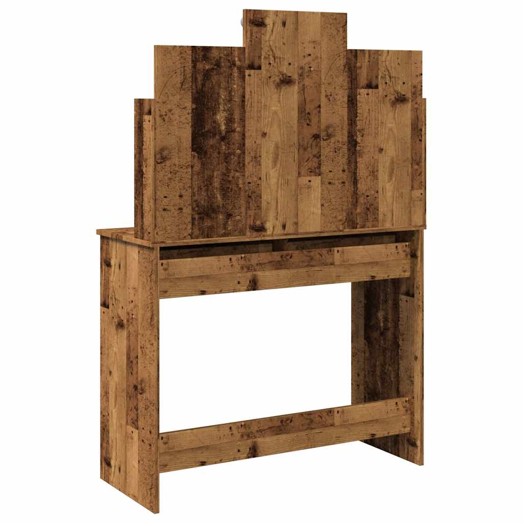 antik fa színű fésülködőasztal LED-del 96x40x142 cm