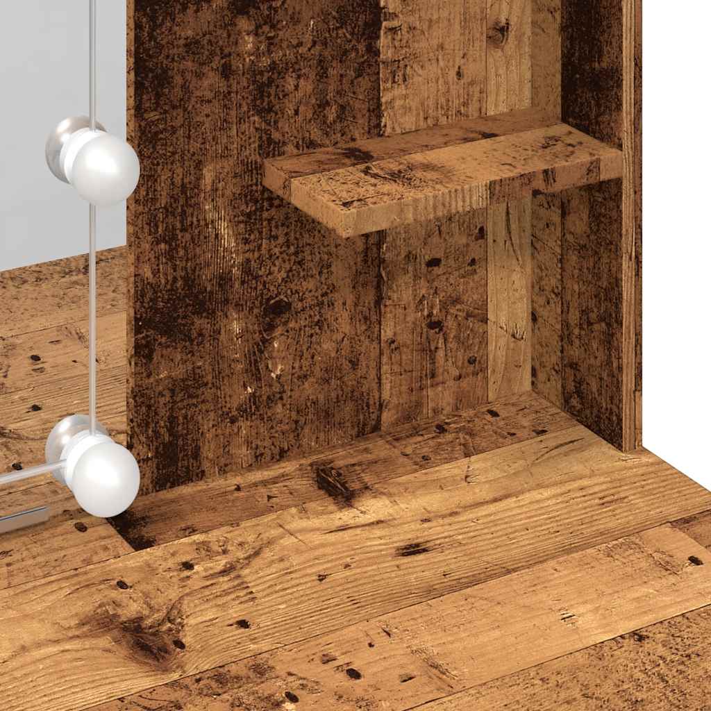 antik fa színű fésülködőasztal LED-del 96x40x142 cm