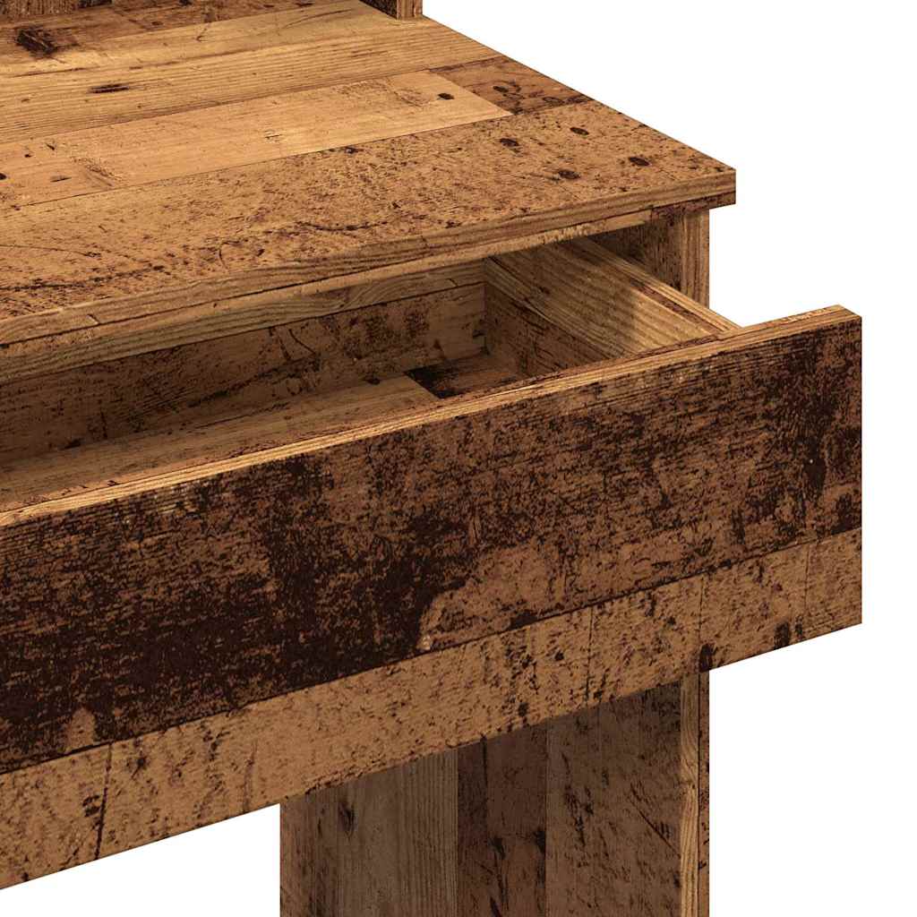 antik fa színű fésülködőasztal LED-del 96x40x142 cm