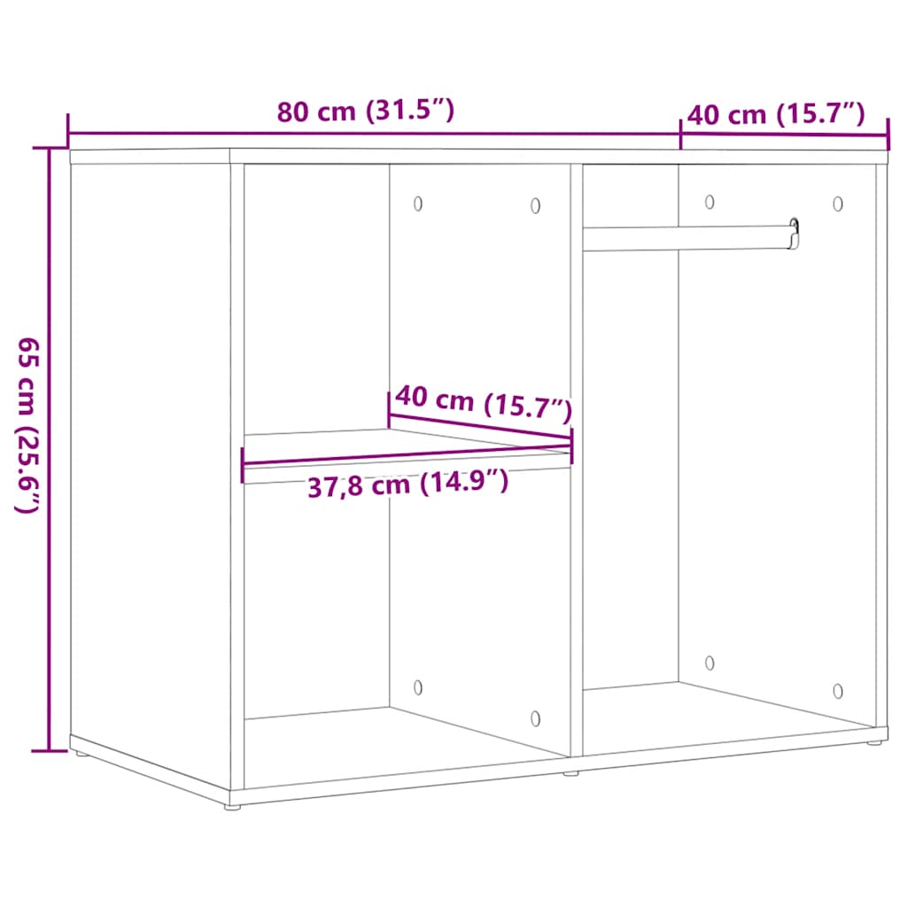antik fa szerelt fa pipereszekrény 80 x 40 x 65 cm