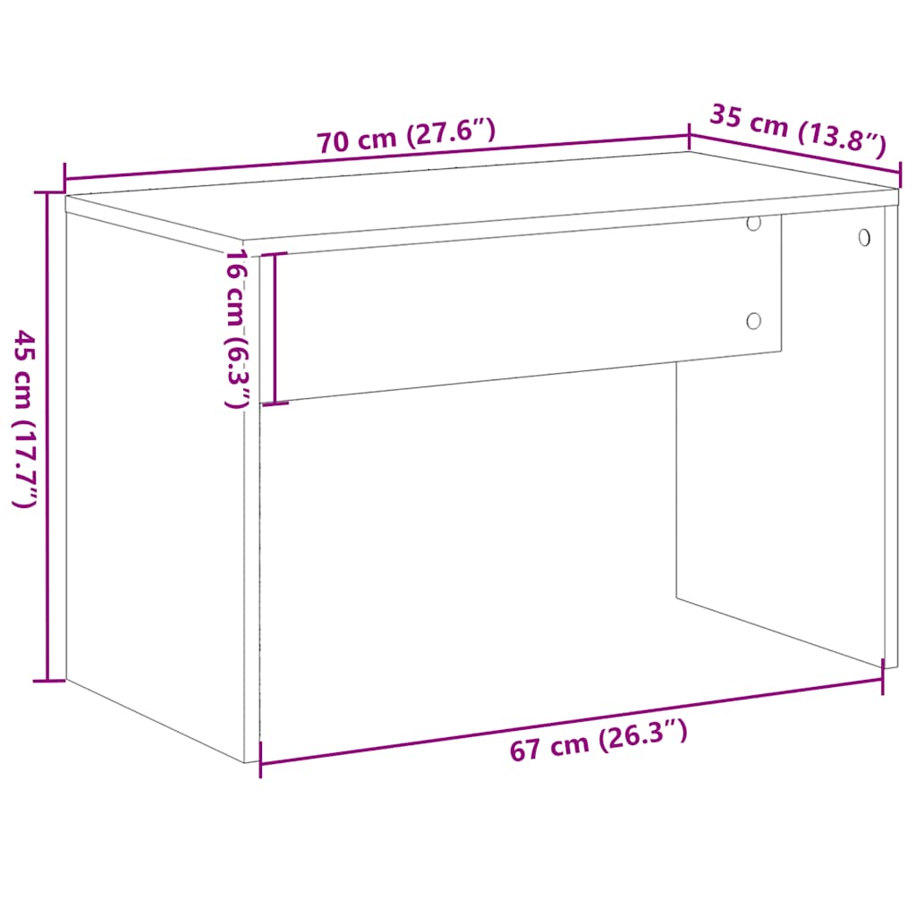 öltözőszék Régi fa 70x35x45 cm Gépelt fa