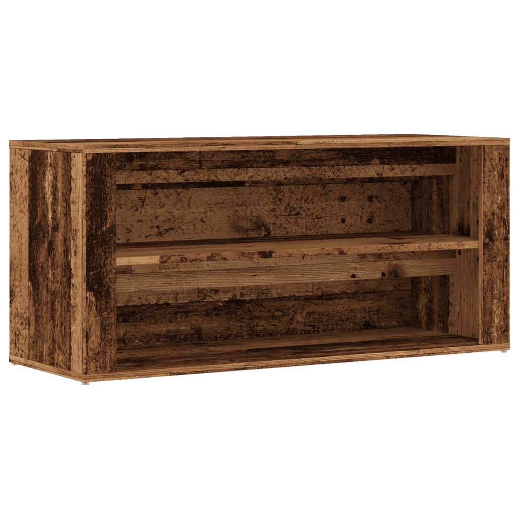 antik fa színű szerelt fa cipőtároló pad 100 x 35 x 45 cm