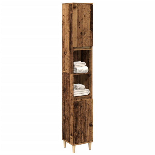 antik fa színű szerelt fa fürdőszobaszekrény 30 x 30 x 190 cm