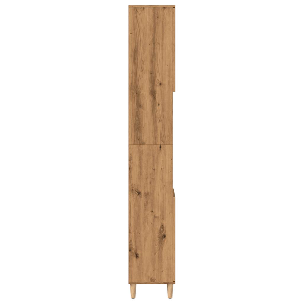 kézműves tölgy színű szerelt fa fürdőszobaszekrény 30x30x190 cm