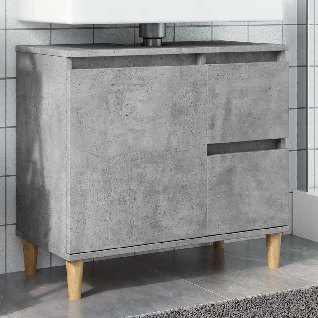 betonszürke szerelt fa mosdószekrény 65 x 33 x 60 cm