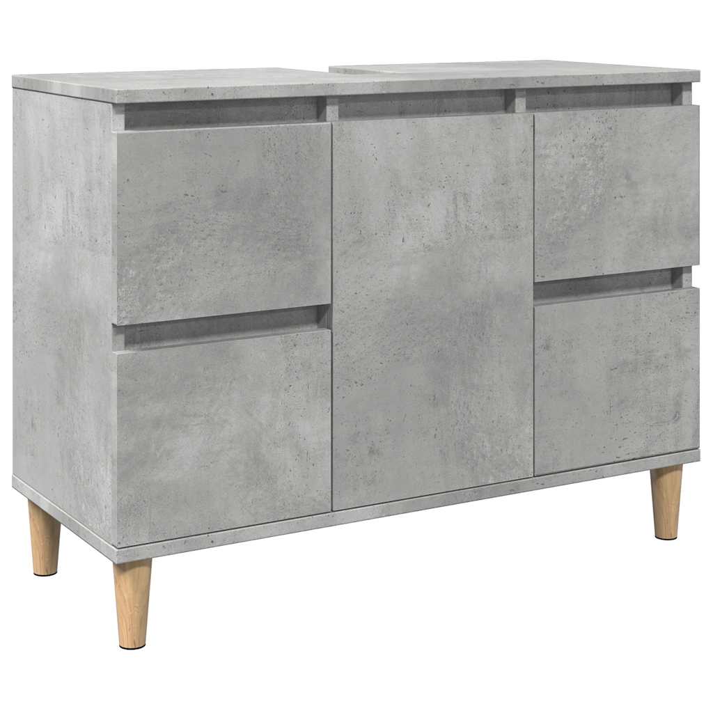 betonszürke szerelt fa mosdószekrény 80 x 33 x 60 cm