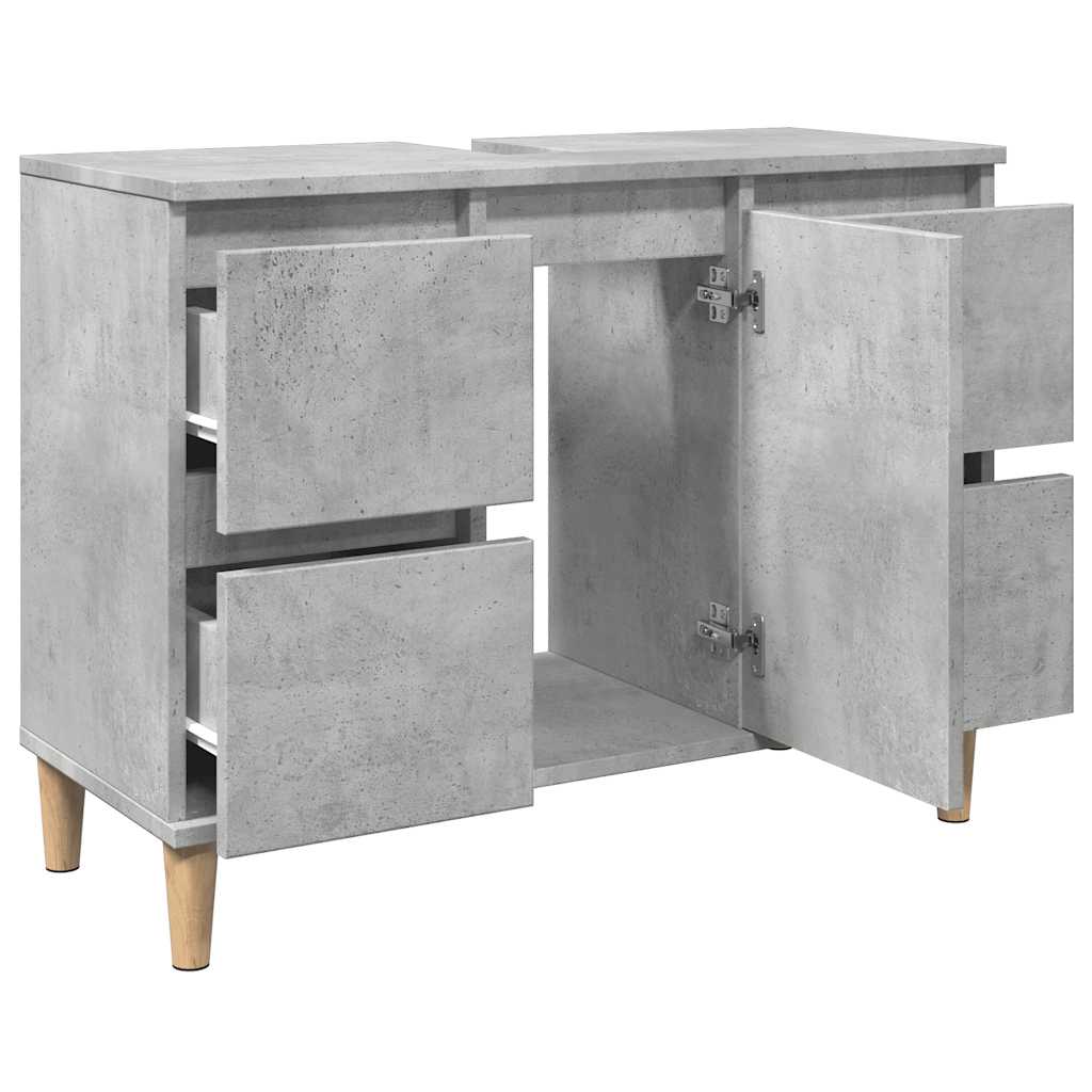 betonszürke szerelt fa mosdószekrény 80 x 33 x 60 cm