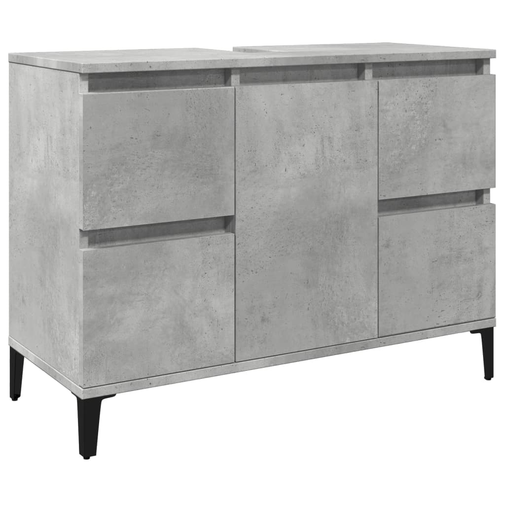 betonszürke szerelt fa mosdószekrény 80 x 33 x 60 cm