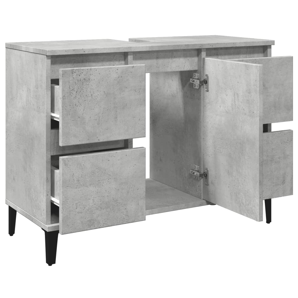 betonszürke szerelt fa mosdószekrény 80 x 33 x 60 cm