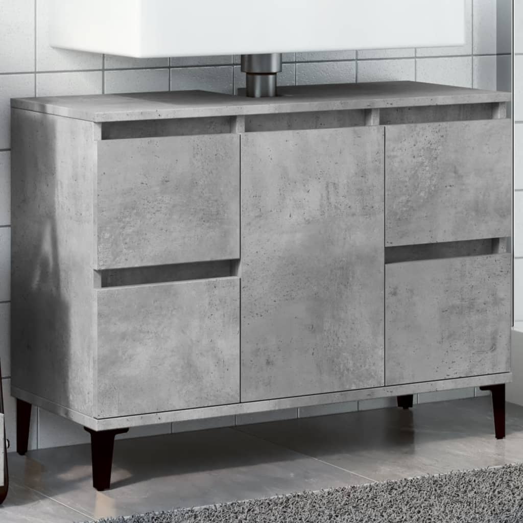 betonszürke szerelt fa mosdószekrény 80 x 33 x 60 cm