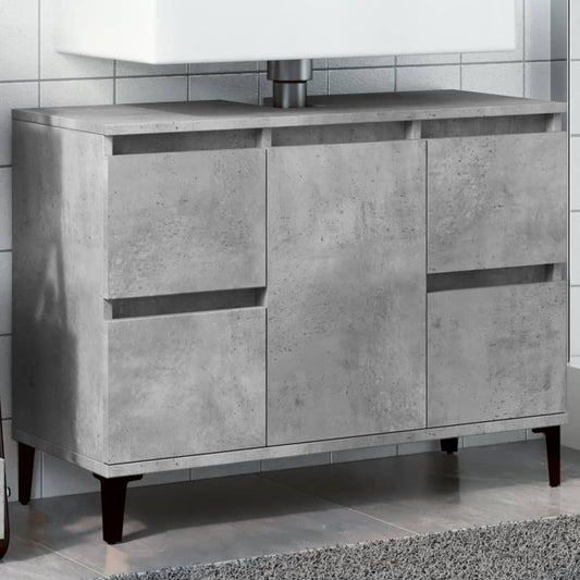 betonszürke szerelt fa mosdószekrény 80 x 33 x 60 cm
