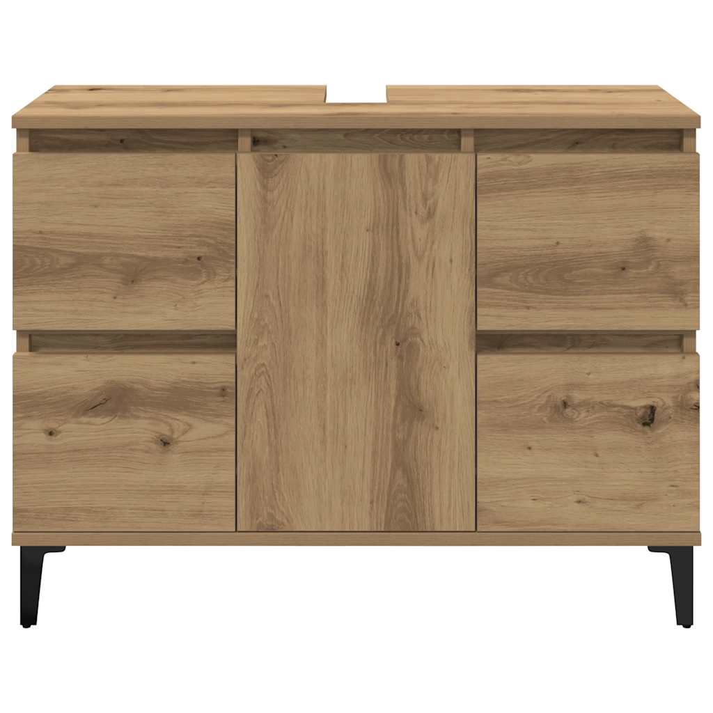kézműves tölgy színű szerelt fa mosdószekrény 80 x 33 x 60 cm