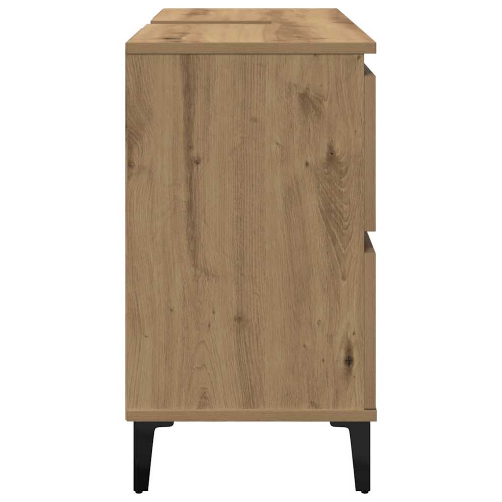 kézműves tölgy színű szerelt fa mosdószekrény 80 x 33 x 60 cm