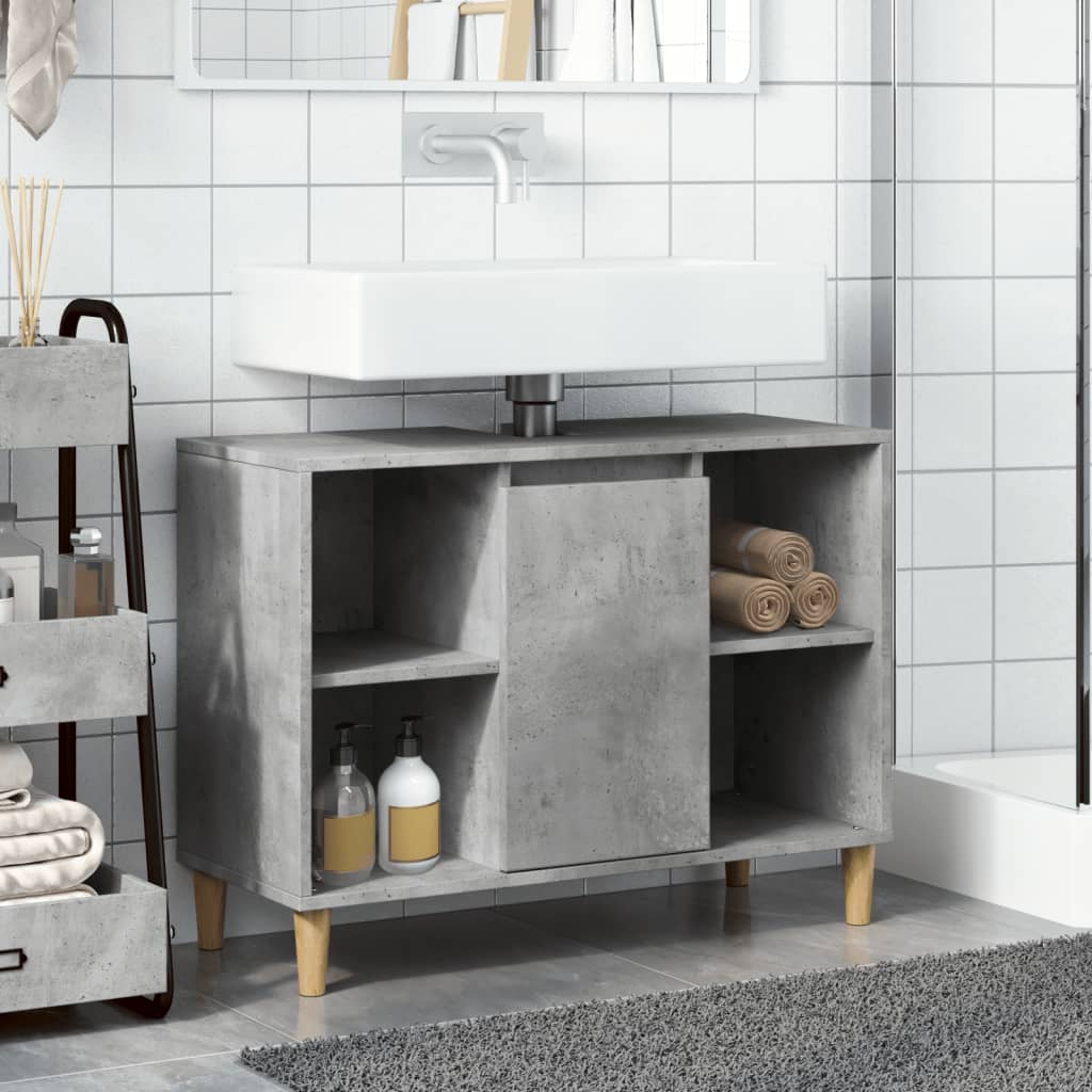 betonszürke szerelt fa fürdőszobaszekrény 80 x 33 x 60 cm