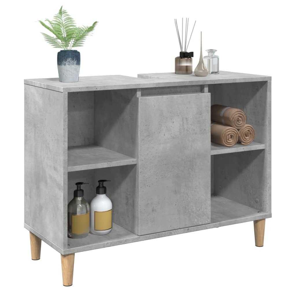 betonszürke szerelt fa fürdőszobaszekrény 80 x 33 x 60 cm