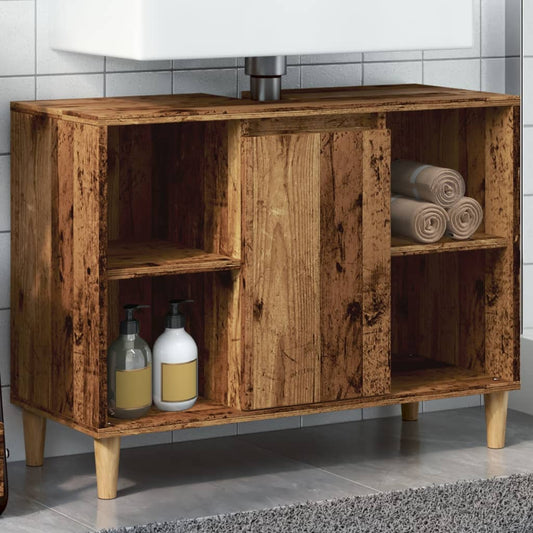 antik fa színű szerelt fa mosdószekrény 80 x 33 x 60 cm