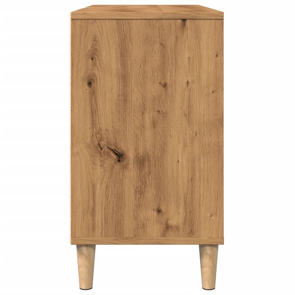 kézműves tölgy színű szerelt fa mosdószekrény 80 x 33 x 60 cm