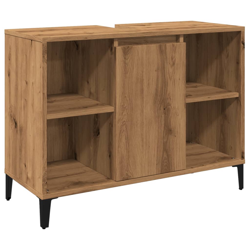 kézműves tölgy színű szerelt fa mosdószekrény 80 x 33 x 60 cm