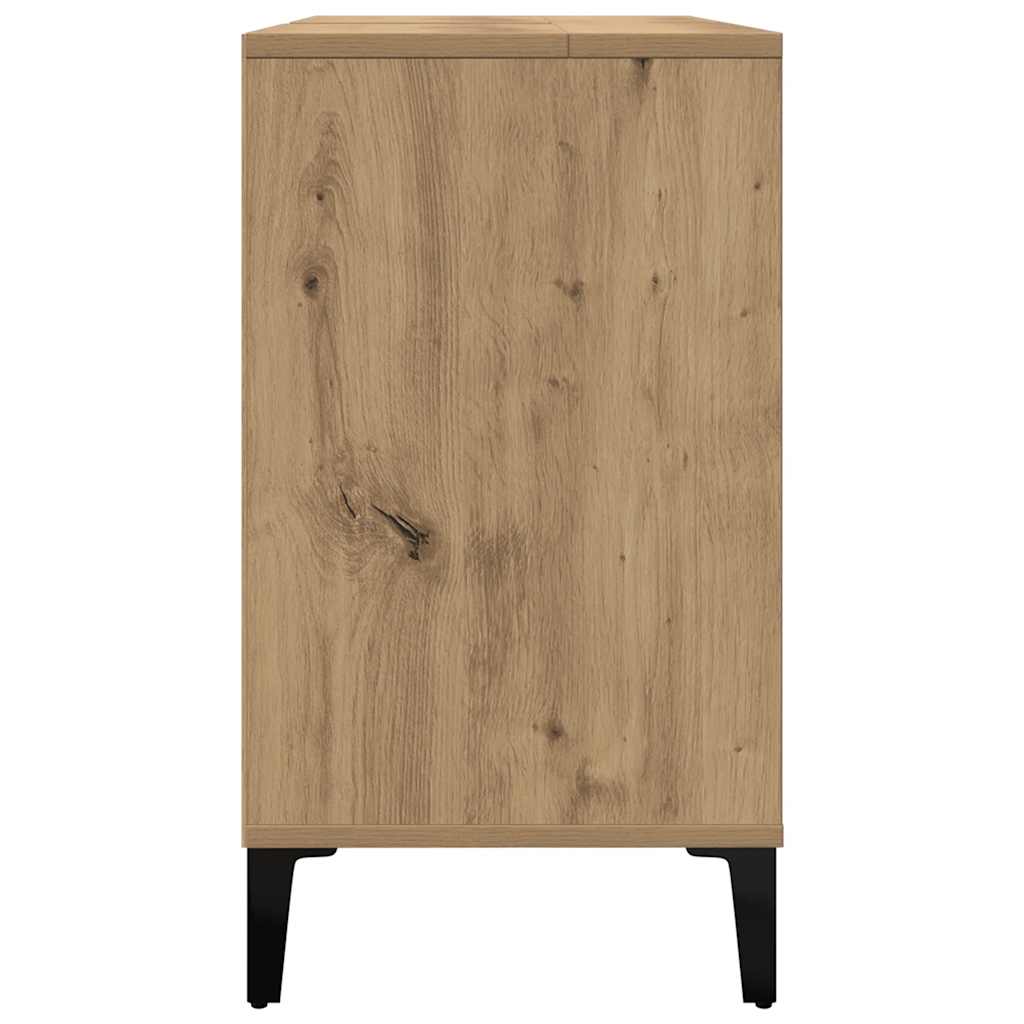 kézműves tölgy színű szerelt fa mosdószekrény 80 x 33 x 60 cm