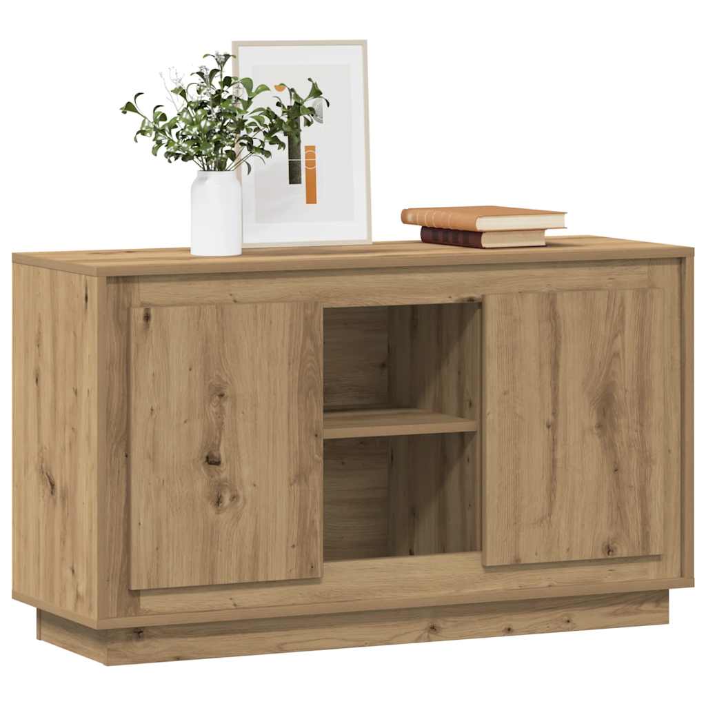 kézműves tölgy színű szerelt fa tálalószekrény 102 x 35 x 60 cm