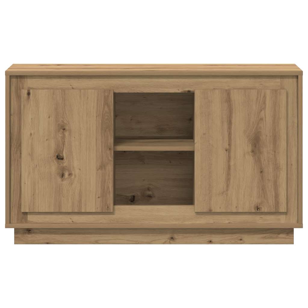 kézműves tölgy színű szerelt fa tálalószekrény 102 x 35 x 60 cm