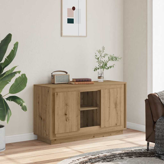 kézműves tölgy színű szerelt fa tálalószekrény 102 x 35 x 60 cm