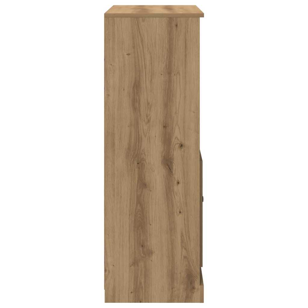 kézműves tölgy színű szerelt fa magasszekrény 60x35,5x103,5 cm