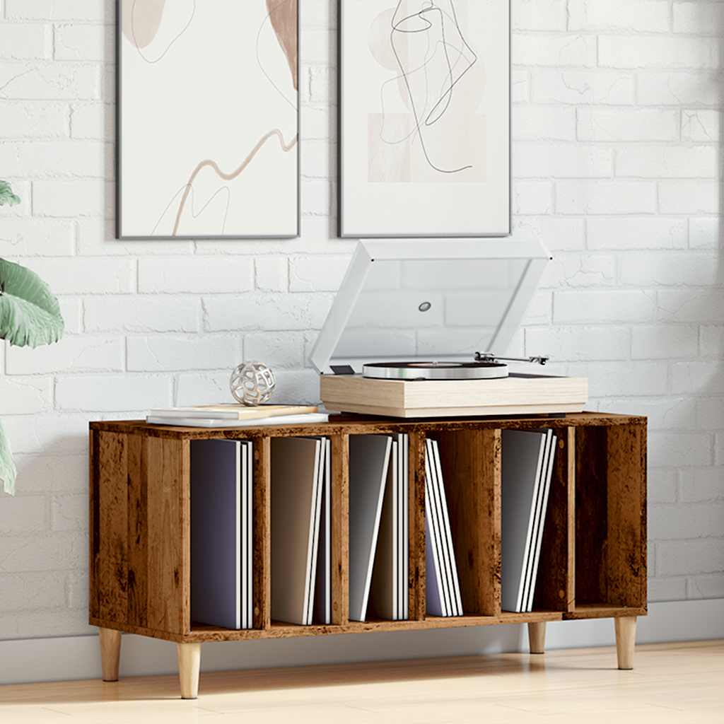 antik fa színű szerelt fa hanglemezszekrény 100 x 38 x 48 cm