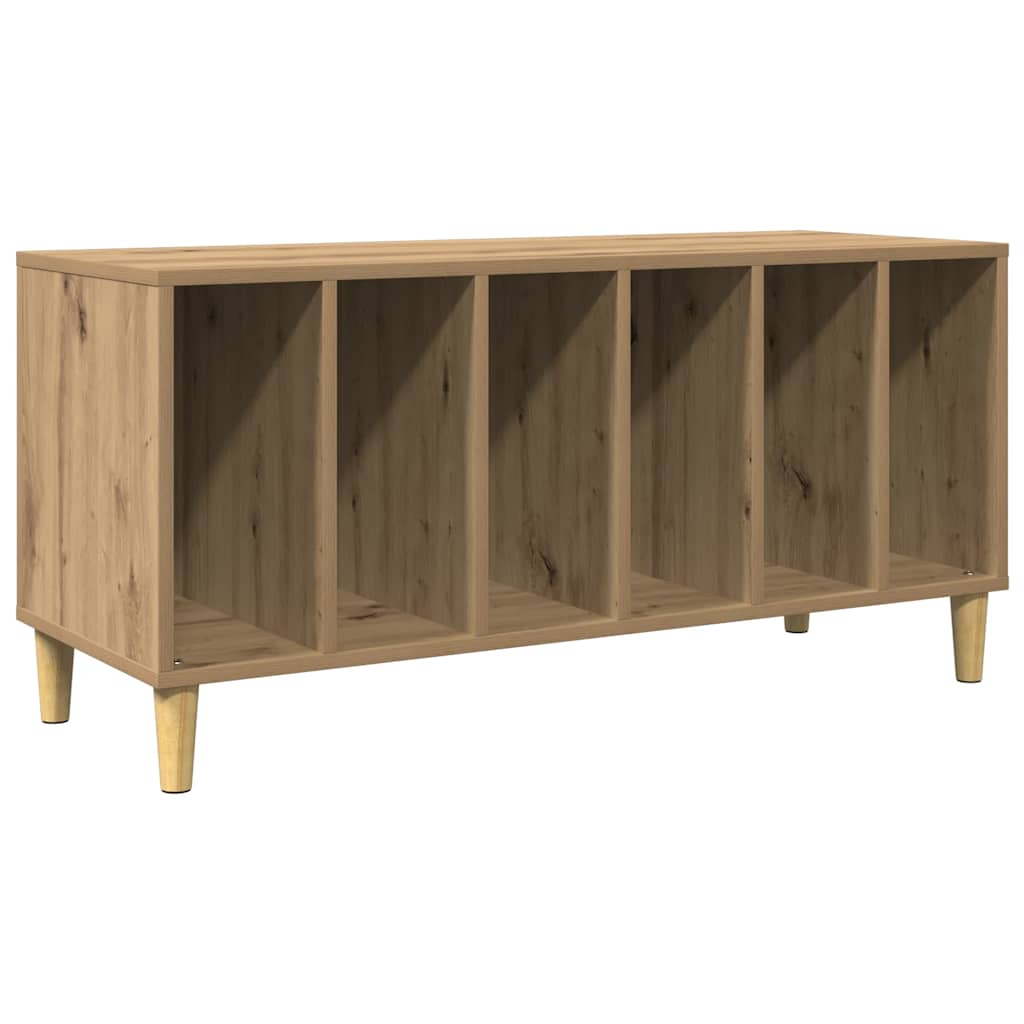 kézműves tölgy színű szerelt fa hanglemezszekrény 100x38x48 cm